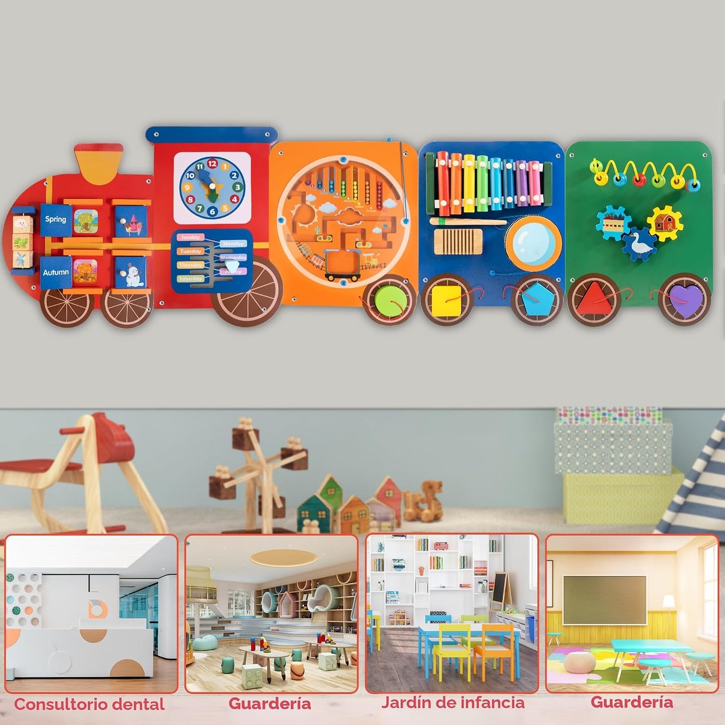 Paneles de pared con actividades de tren | Panel de pared sensorial...