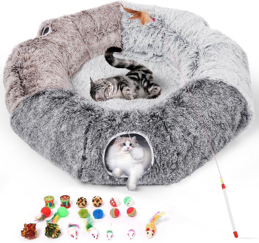 Odoland Túneles Grandes para Gatos de Interior Cama Esponjosa y Cál...