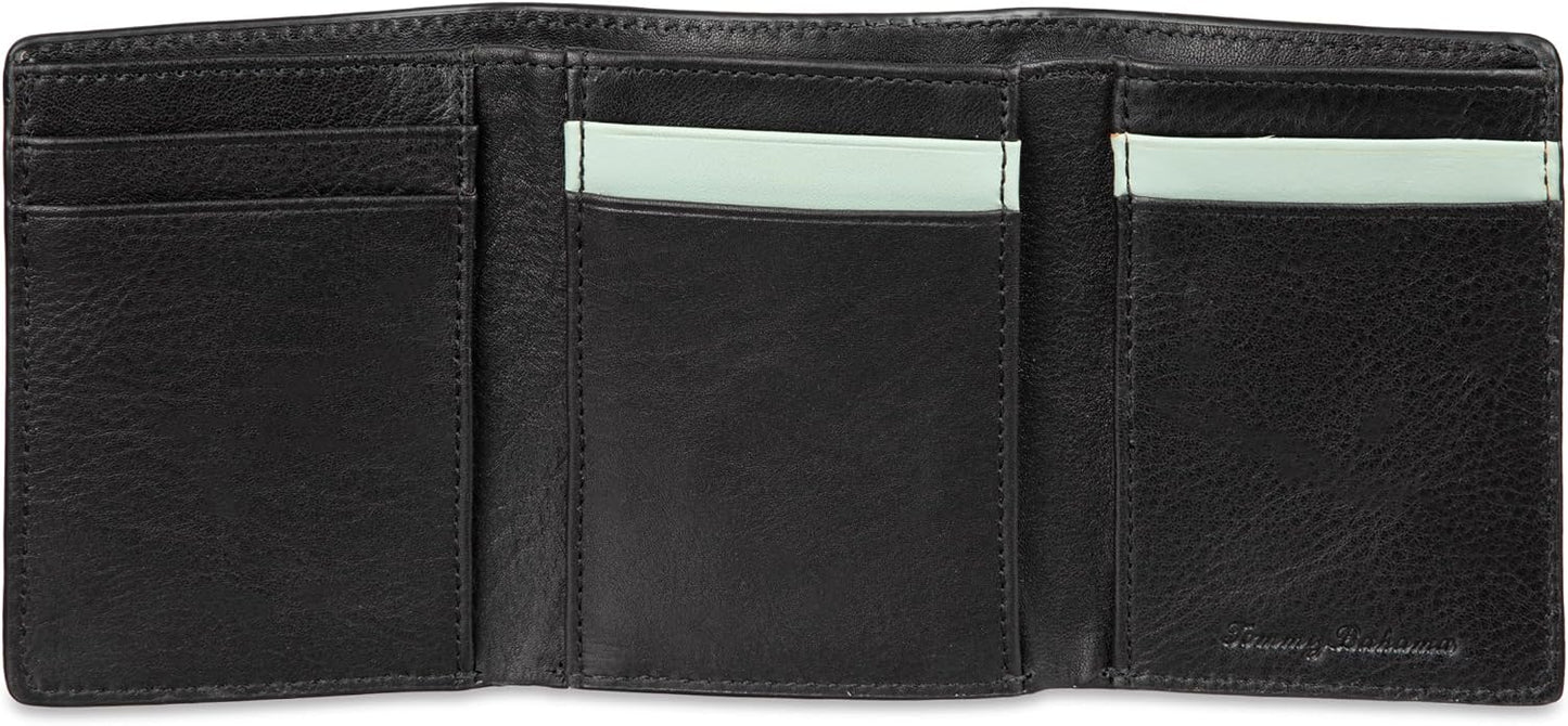 Tommy Bahama Billetera Trifold de cuero para hombre Negro