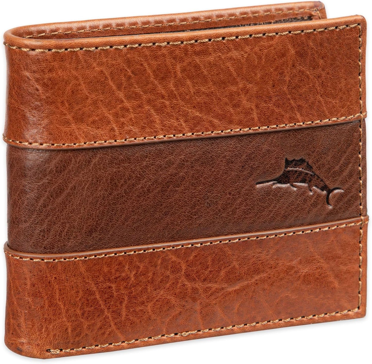 Tommy Bahama Cartera de cuero genuino con capacidad extra, delgada,...
