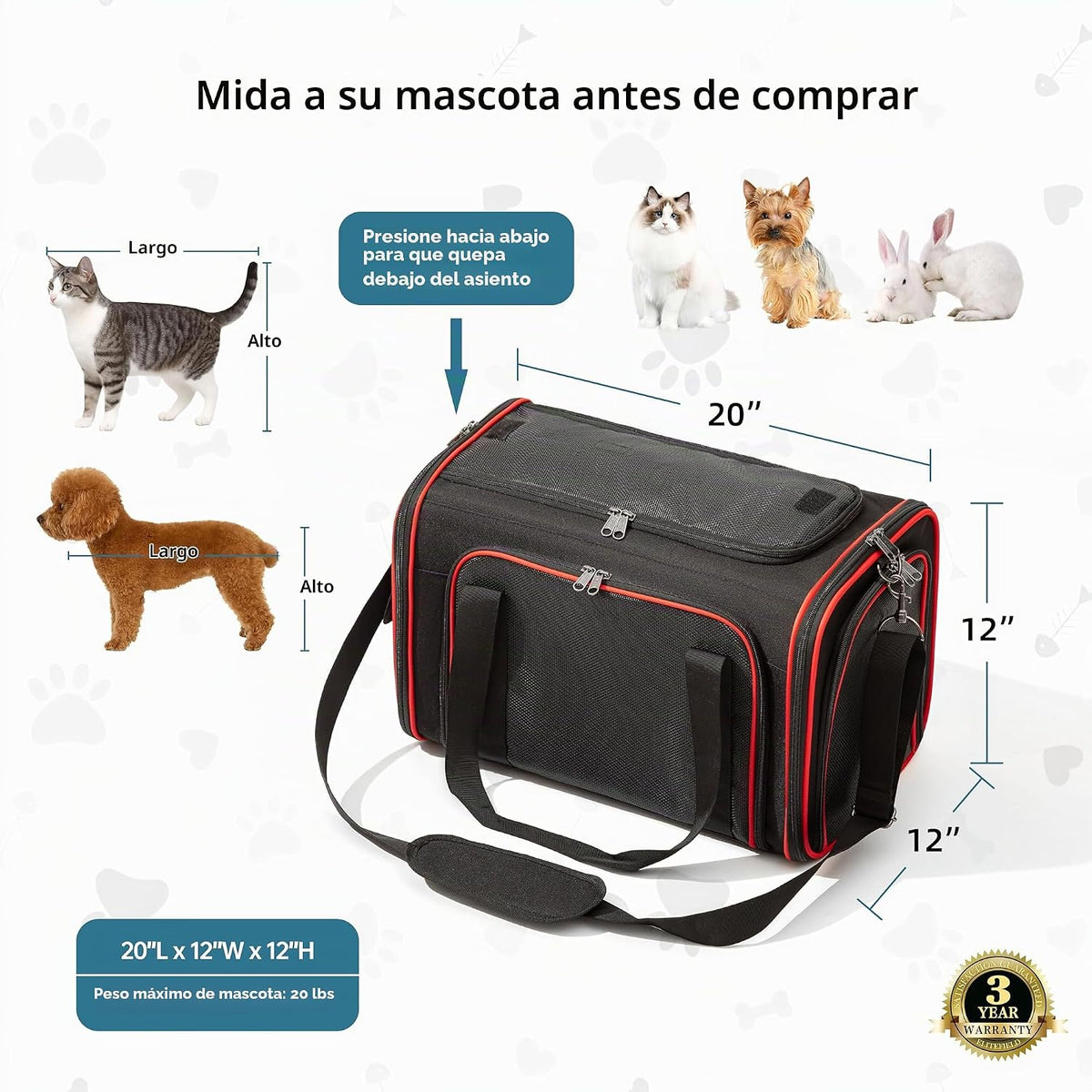 EliteField Transportador de mascotas de lados suaves (aprobado por...