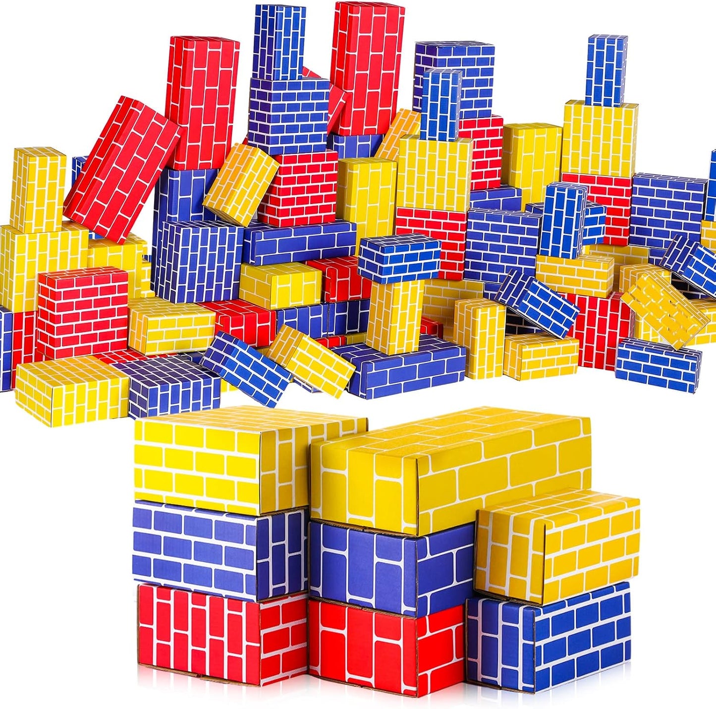 Nuanchu - 60 bloques de construcción de cartón para niños, formas s...