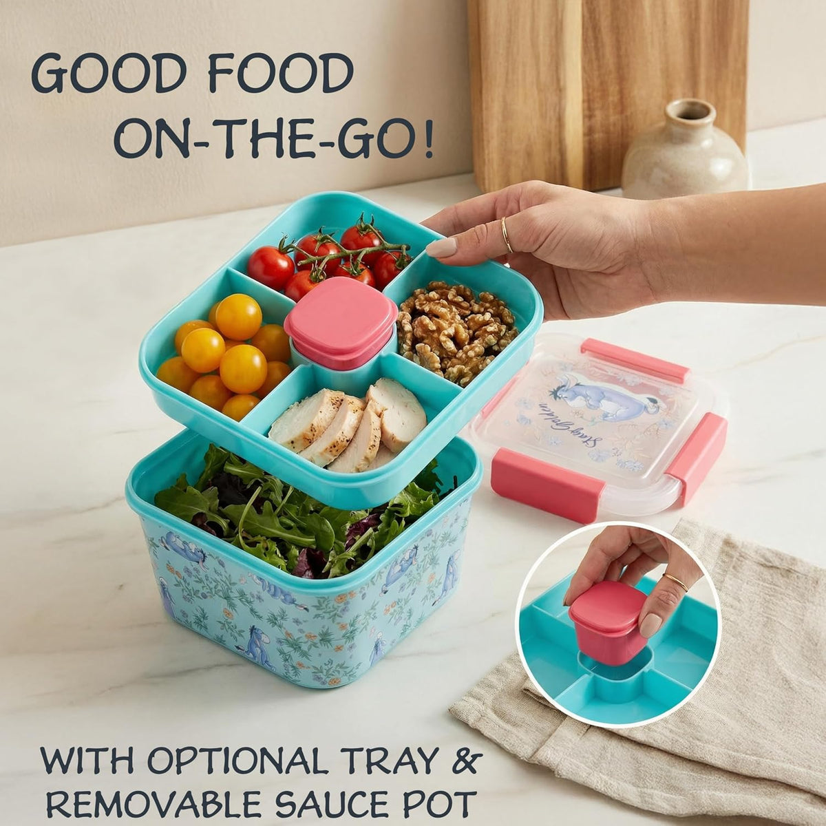 Disney Eeyore - Contenedor de ensalada Bento para niños, lonchera p...