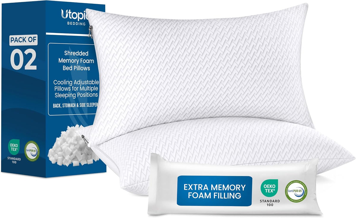 Utopia Bedding Almohadas de espuma viscoelástica trituradas (King),...