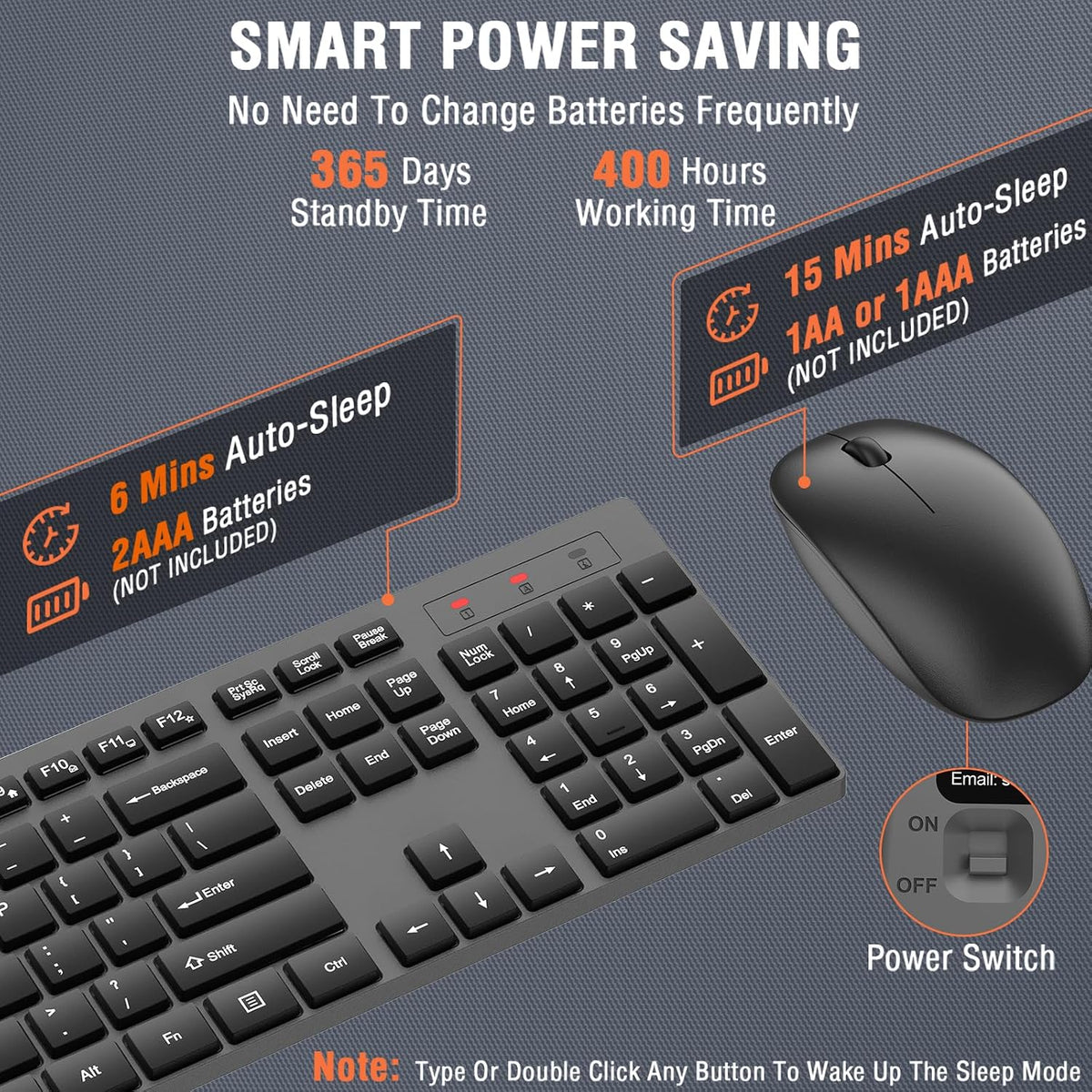 Combo de teclado y mouse inalámbrico, EDJO, teclado y mouse USB ina...