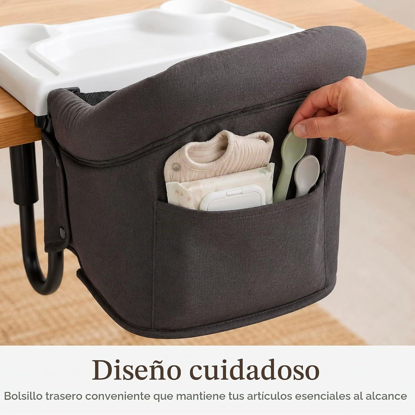 Evolur Silla alta de bebé de gancho, asiento de comedor portátil co...