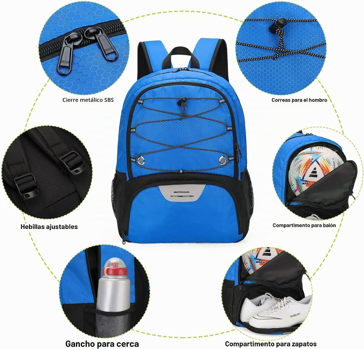 Hsmihair - Mochila de fútbol juvenil - Mochila para fútbol y balonc...