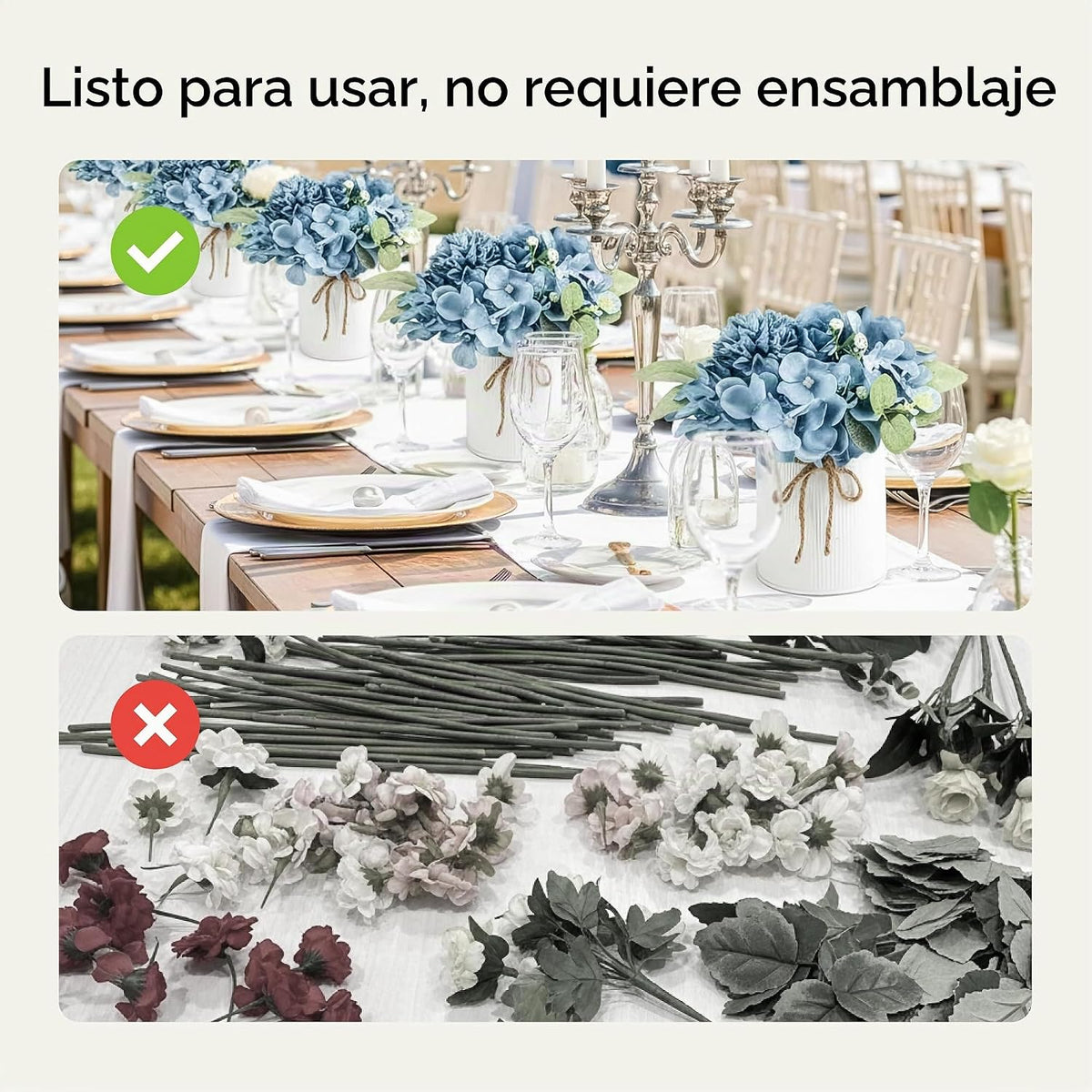 Auihiay 10 centros de mesa de flores, flores artificiales de horten...