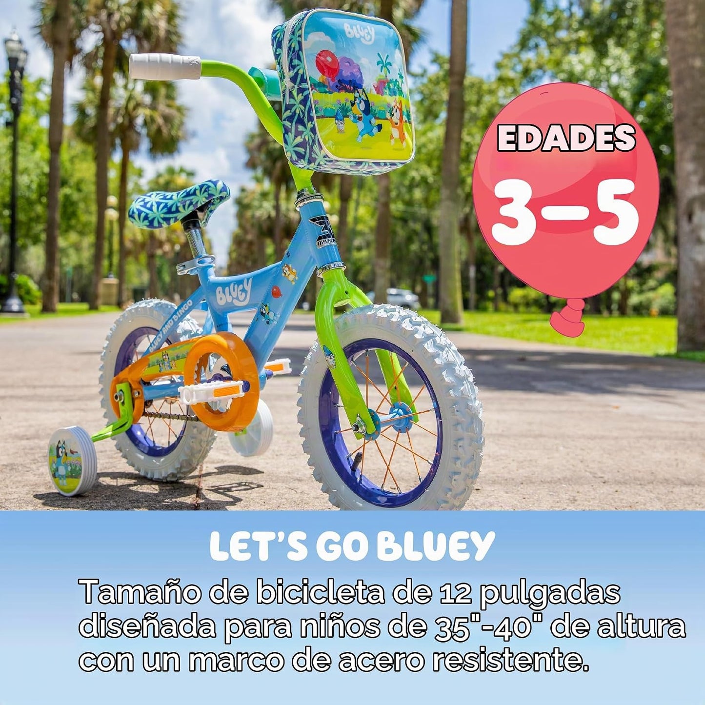 Bicicleta infantil de 12 pulgadas Bluey de Dynacraft para niños y n...