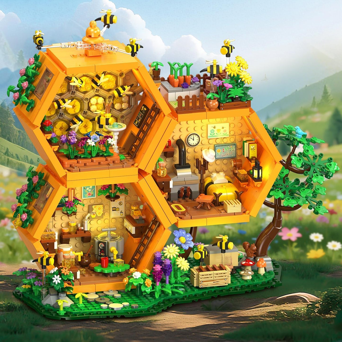 INSOON Bee House - Juego de construcción con luces para adultos, ki...