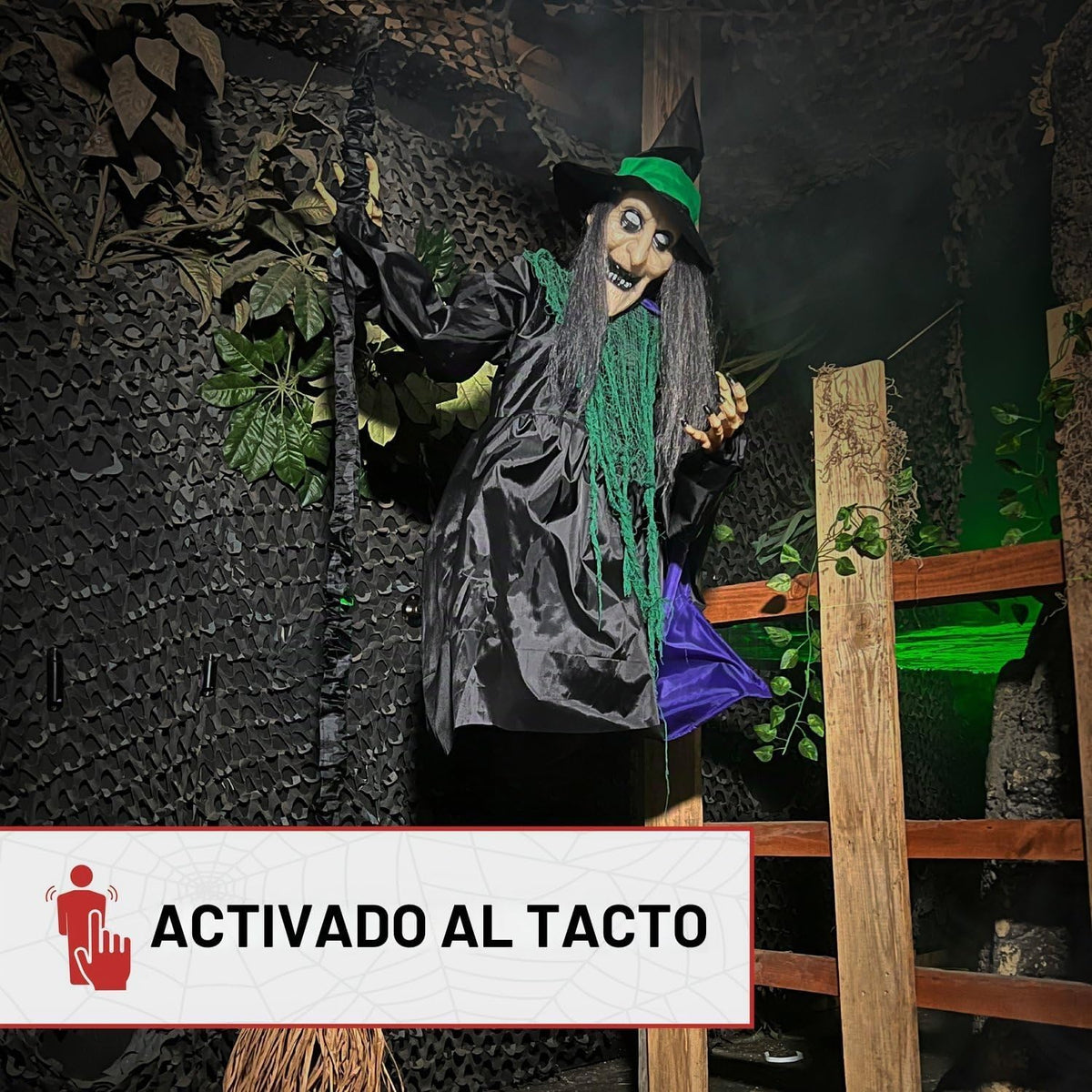 Haunted Hill Farm Animatronic de bruja voladora montada de 6 pies c...