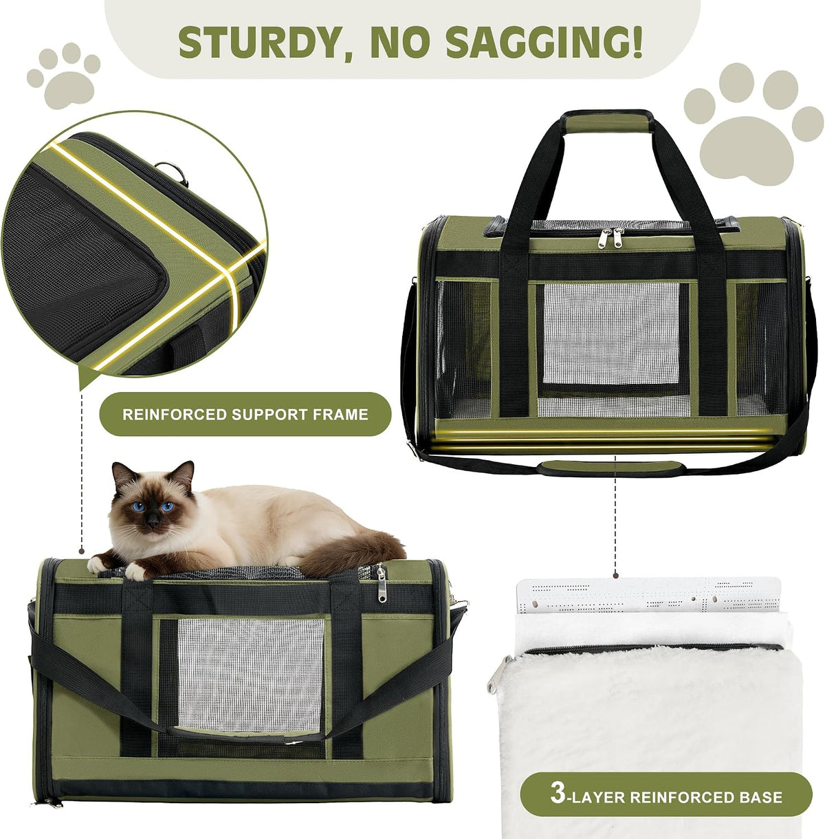 Transportador para gatos extragrande, transportador plegable para m...