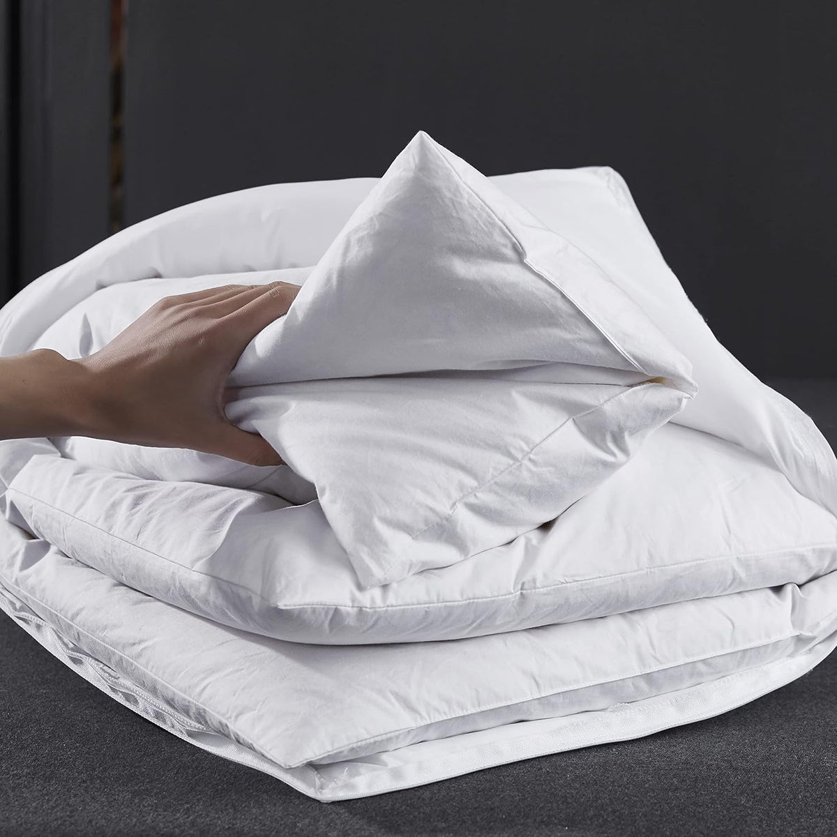 Three Geese - Almohada de plumas de ganso ajustable de capas, almoh...