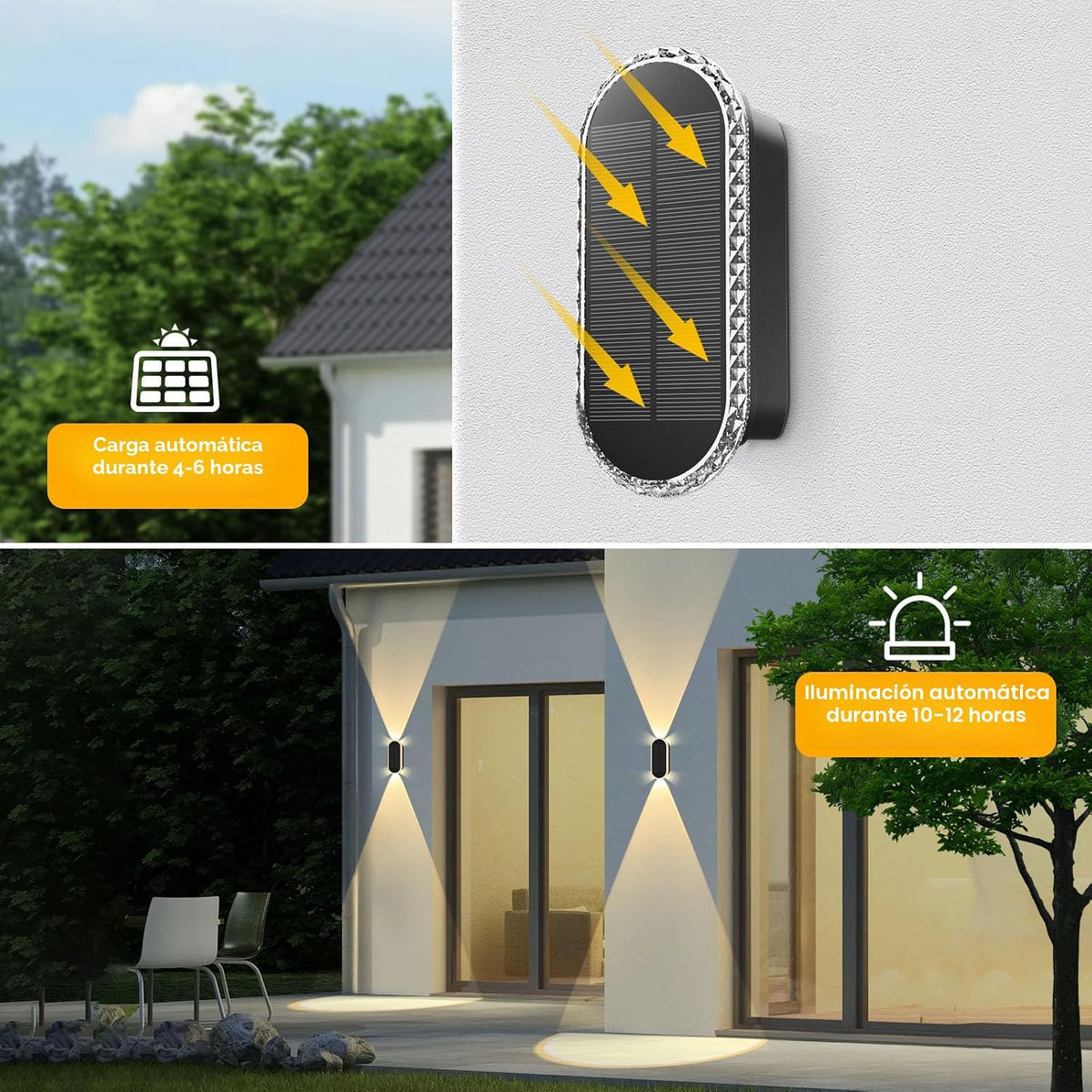 Luces solares de valla al aire libre - 3000\/4000\/6000K 3 modos, l...