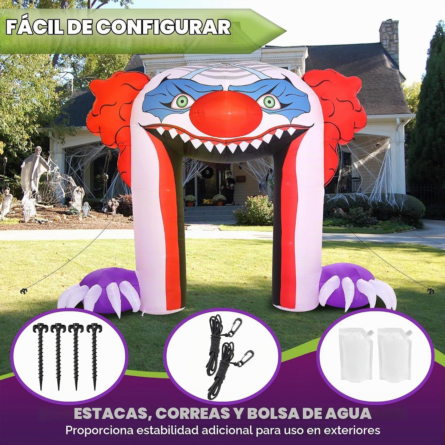 ZPISF - Inflables de Halloween gigantes de 11 pies con arco de paya...