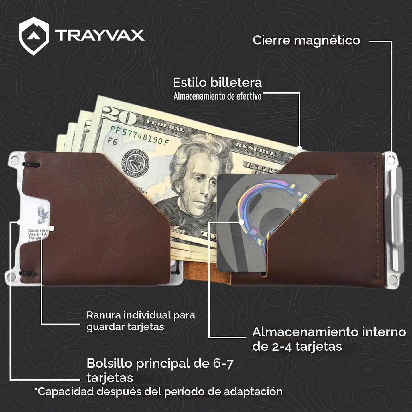 Cartera Billfold Trayvax Venture, Portador de Dinero y Tarjetas de...