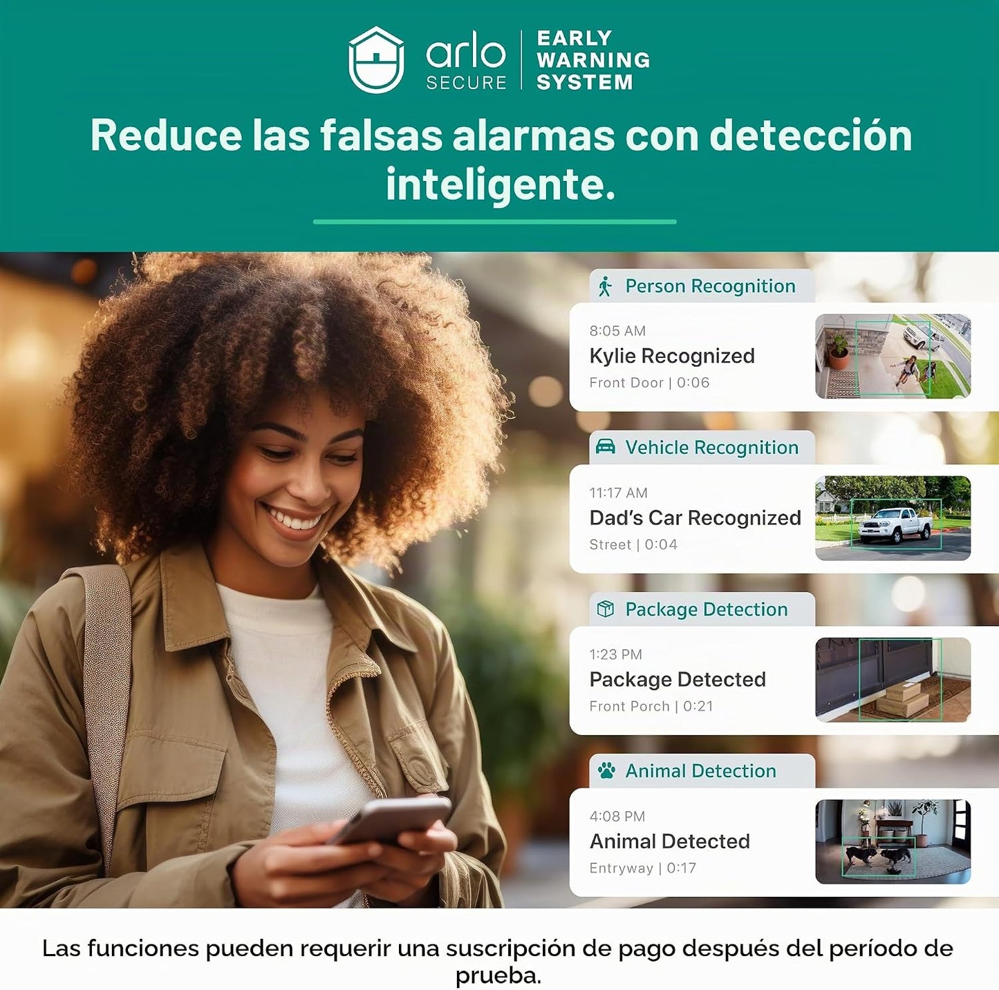Arlo Esencial al aire libre Pan Tilt Zoom cámara de seguridad 2K co...