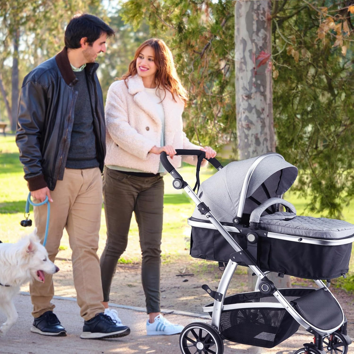 Hagaday Cochecito de bebé, asiento reversible 2 en 1 para niños peq...