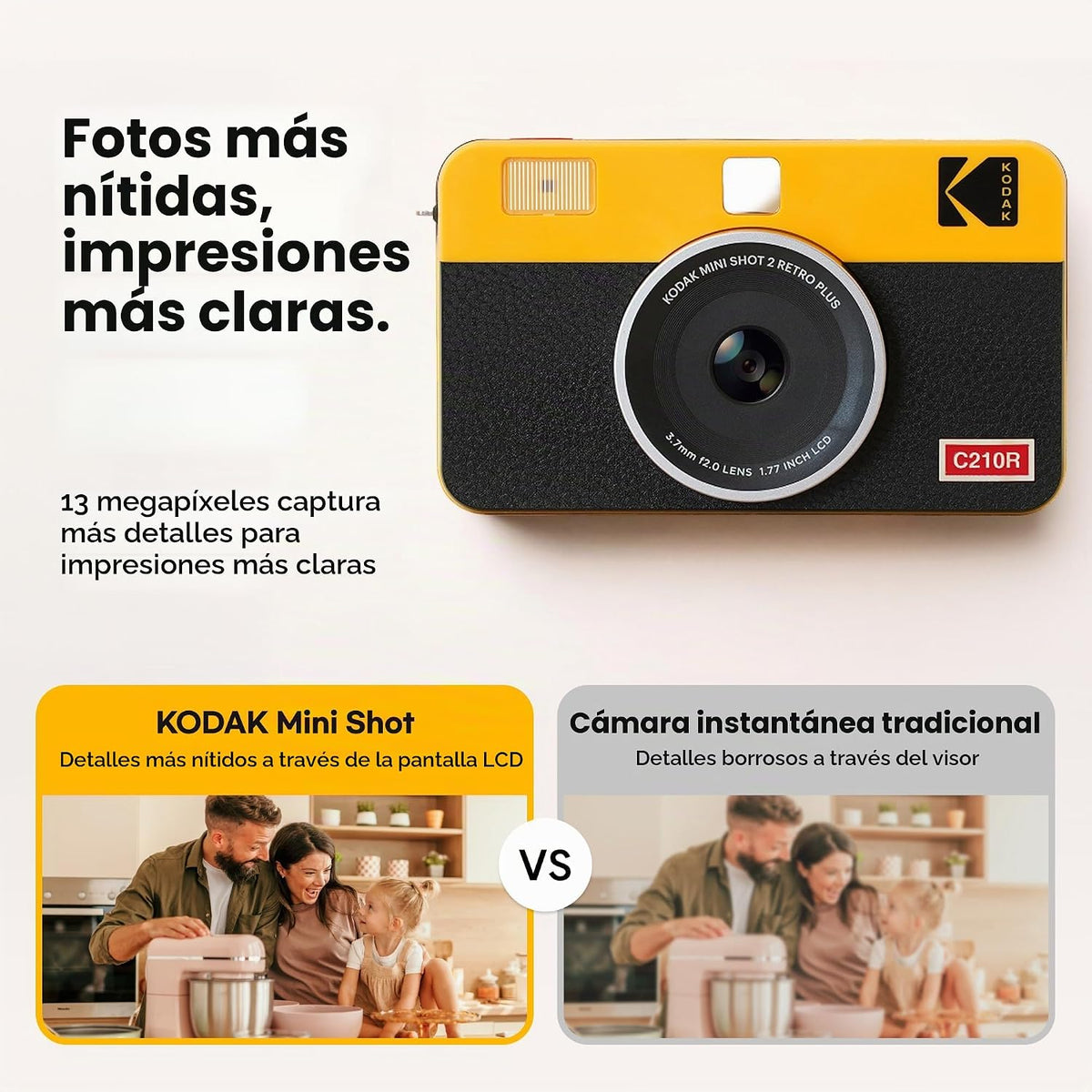 KODAK Mini Shot 2 Retro 4PASS 2 en 1 Cámara digital instantánea e i...
