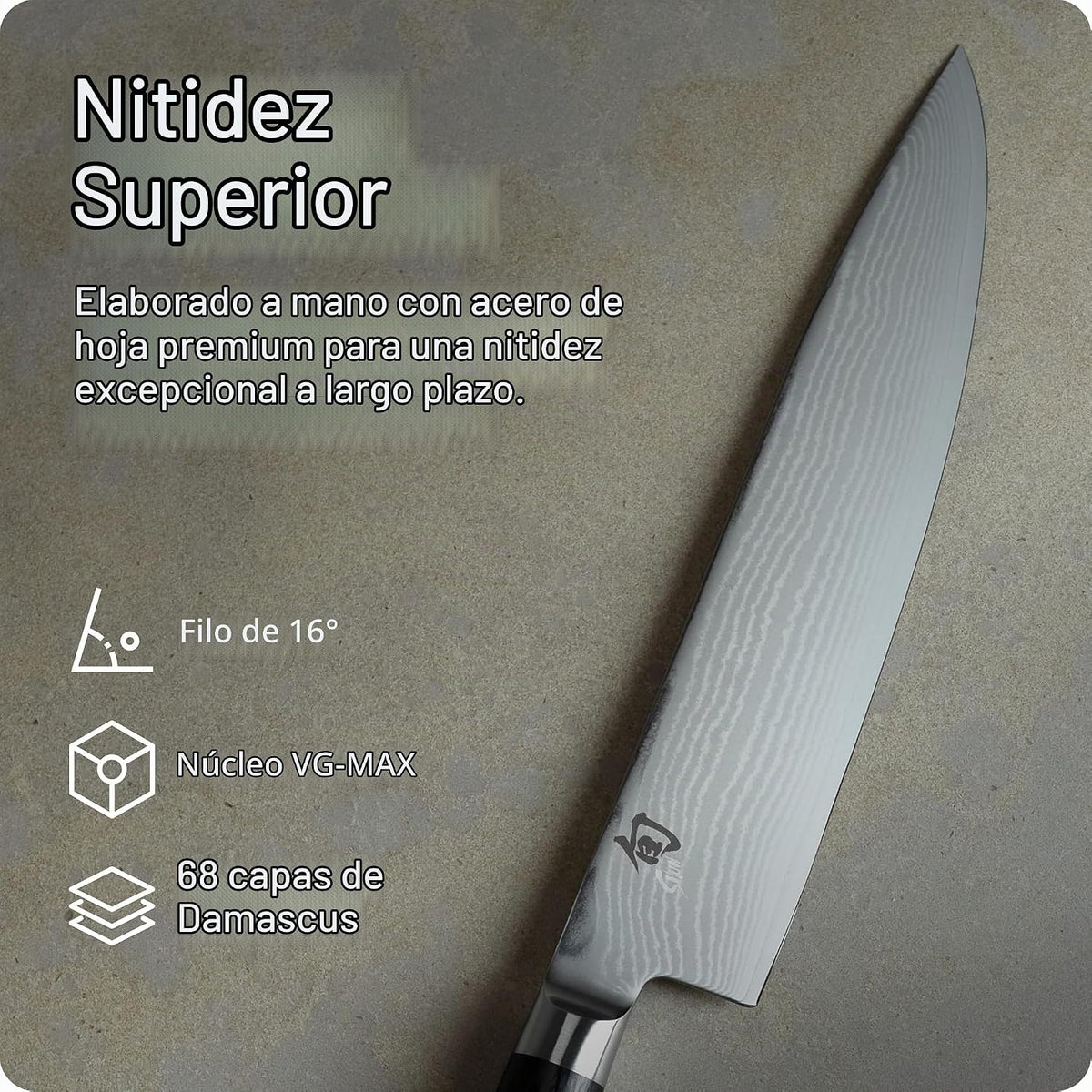 Shun cuchillo clásico para chef, 10 pulgadas, Negro | Cuchillo de c...