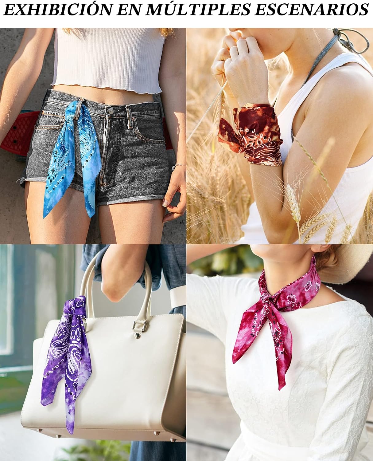 YSense 14 piezas Bandanas con estampado de cachemira, diademas nove...