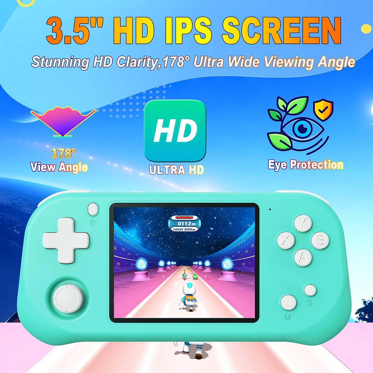 Beijue Juego Portátil para Niños con Pantalla IPS de 3.5'',...