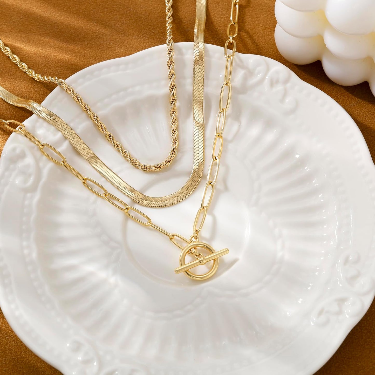 Carffordo - Collares chapados en oro para mujer, delicados collares...