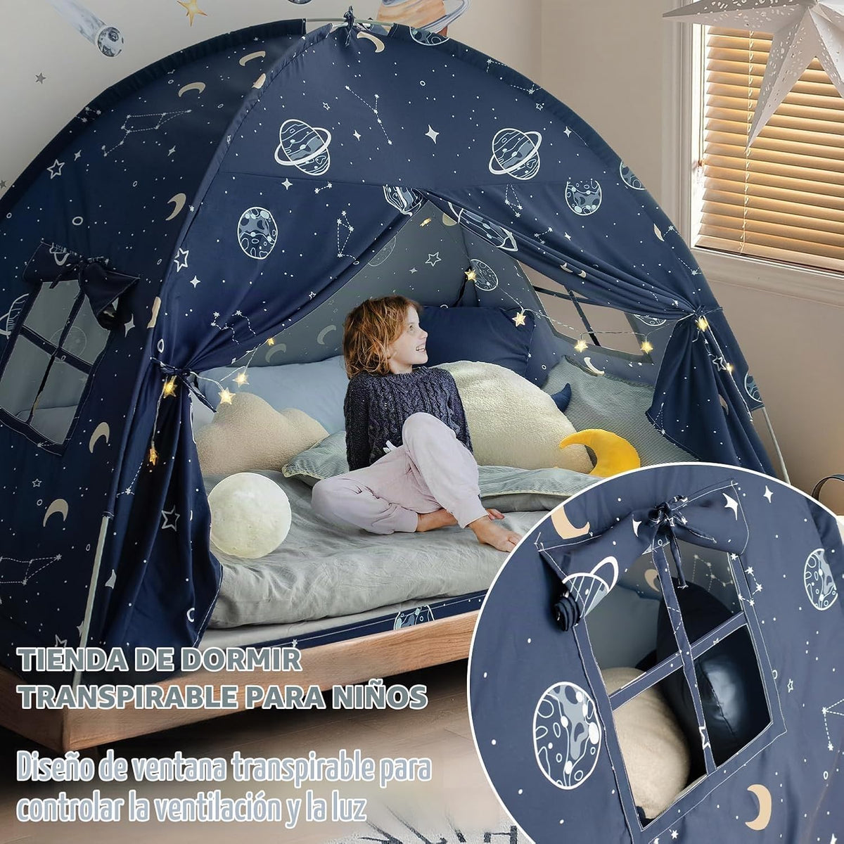 Tienda de campaña de tamaño completo con dosel, Galaxy Space Kid Be...