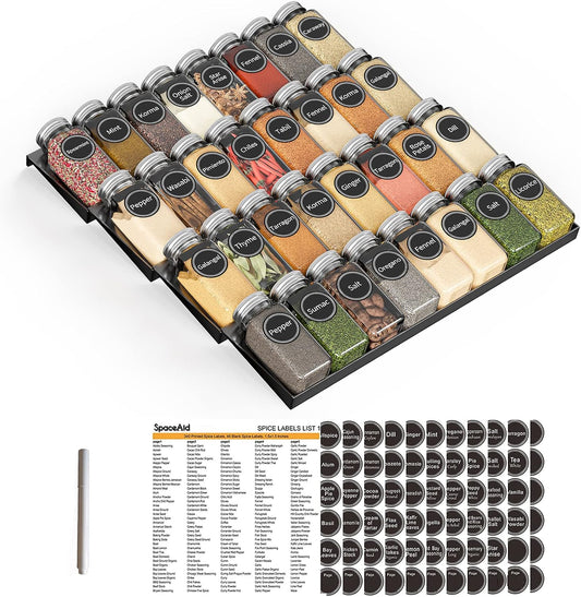 SpaceAid Organizador de especias para cajones de cocina, con 32 tar...