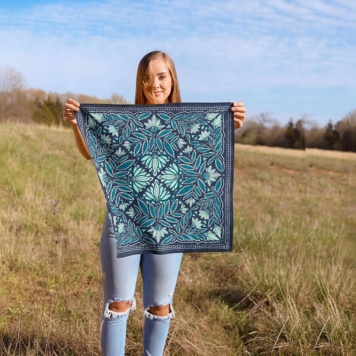 Handker Bandana de algodón prémium de 22 x 22 pulgadas para mujeres...