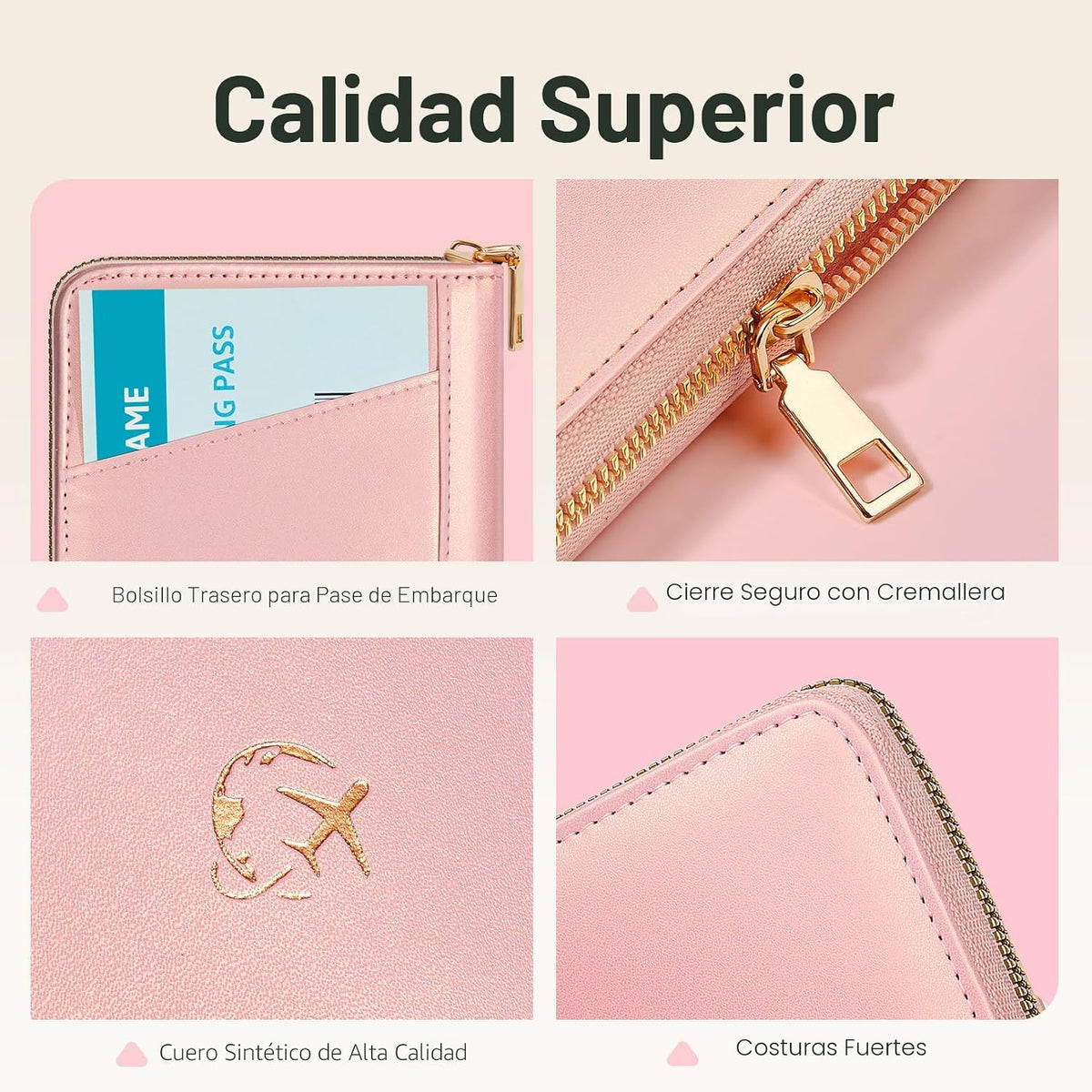 Forvencer Funda para pasaporte con cierre de cremallera seguro, car...