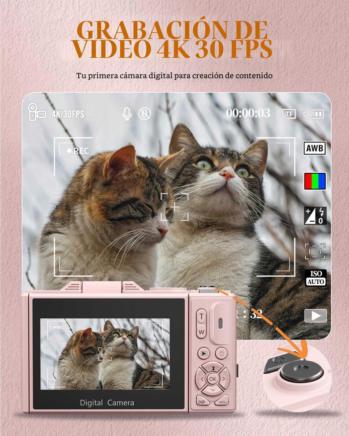 ULPTXOO Cámara digital 4K para principiantes y adolescentes, cámara...
