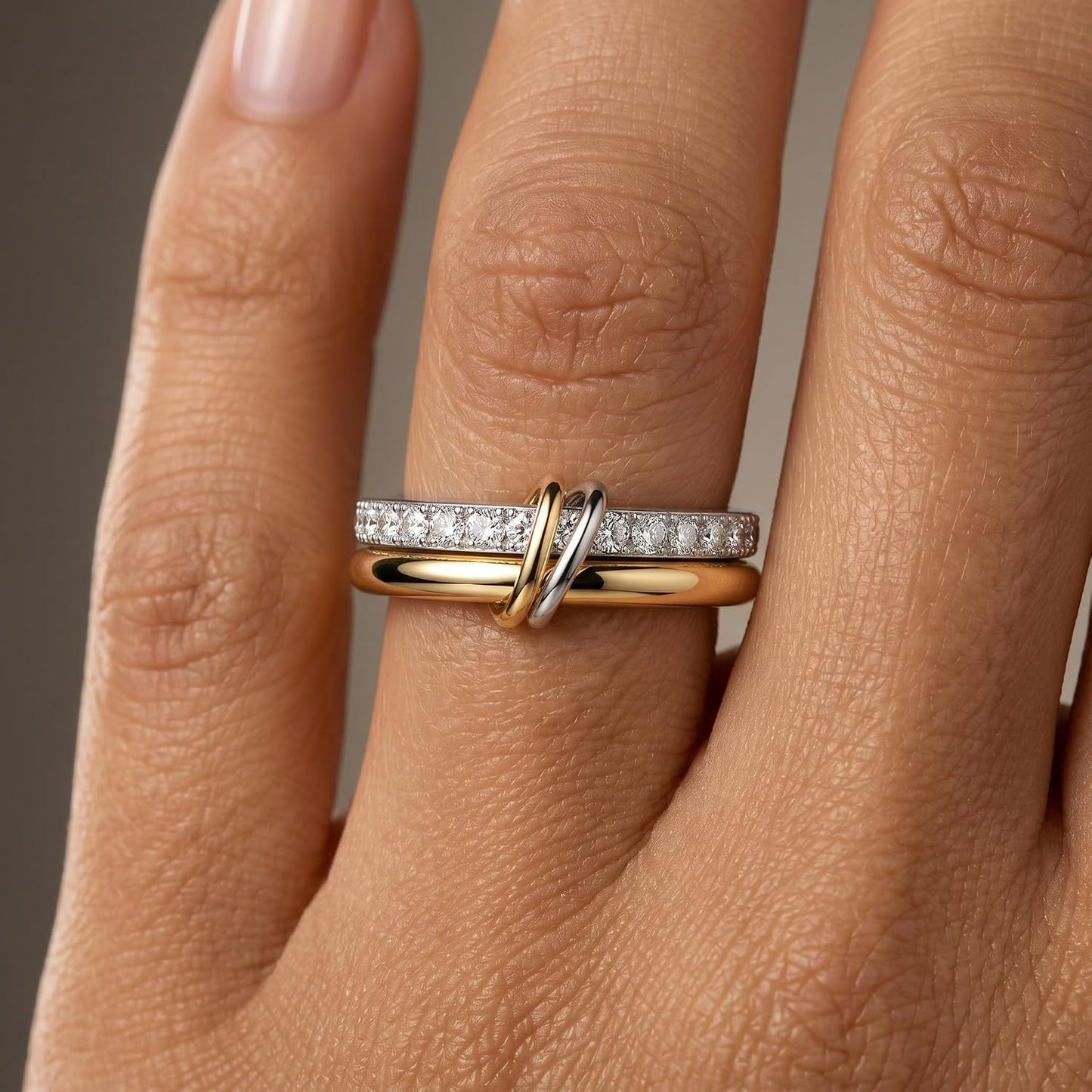 PDWZNBA Anillos apilables chapados en oro de 18 quilates para mujer...