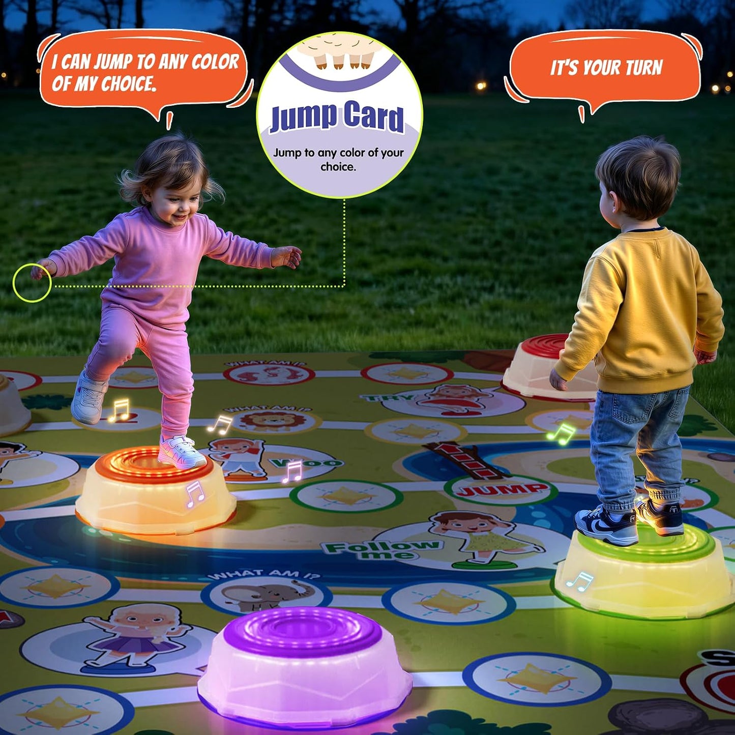 HYES - Piedras iluminadas con mapa de juego para niños de 3, 4, 5 |...
