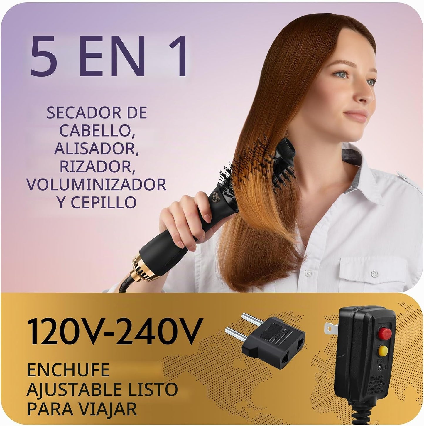Cepillo secador de pelo manual de doble voltaje, cepillo de aire ca...
