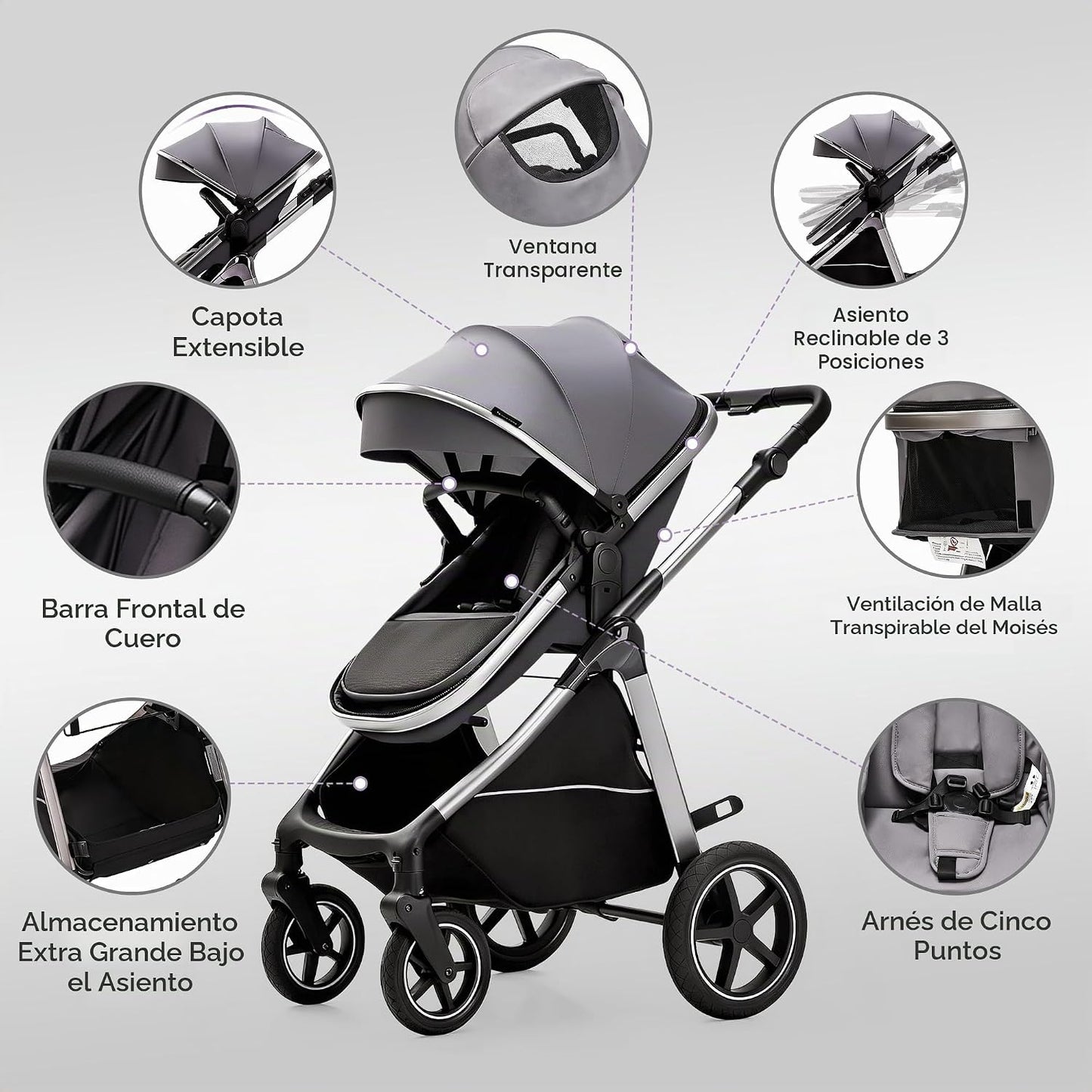 Cochecito de bebé convertible 2 en 1, recién nacido a niño pequeño...