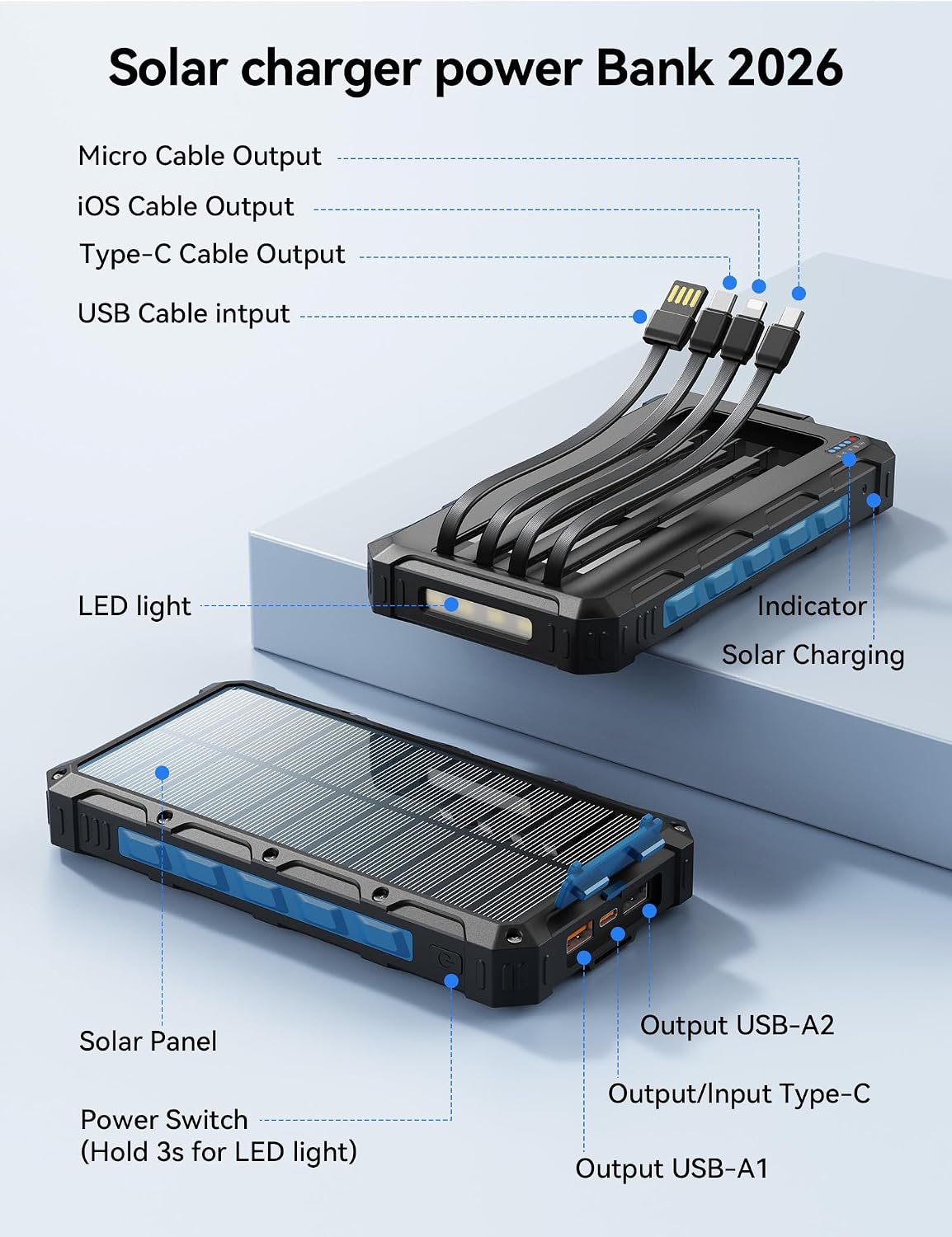 Cargador solar-banco de energía \u2013 Cargador de batería solar de...