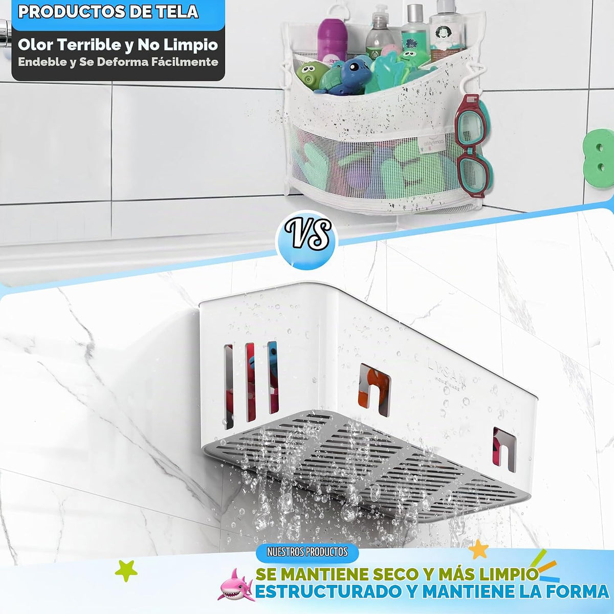 Almacenamiento de juguetes de baño, 2 paquetes, soporte grande para...