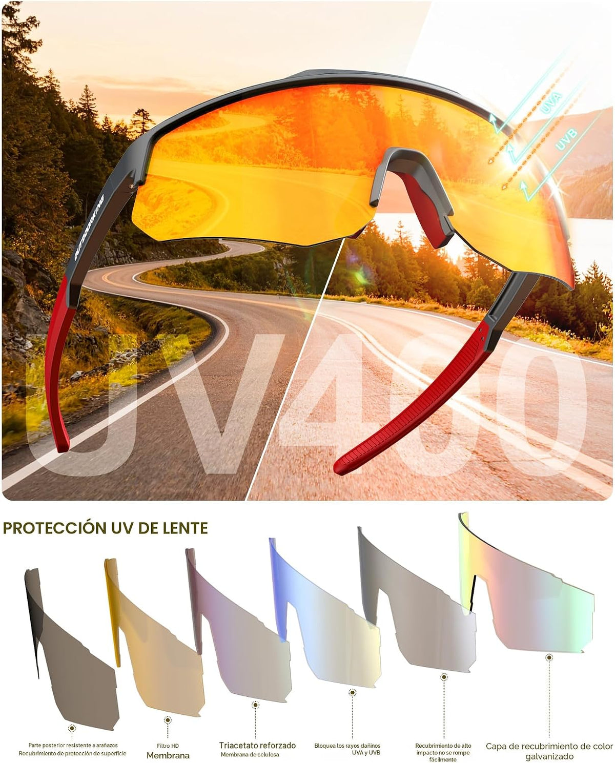 OUKEMAX Lentes de sol deportivos polarizados para hombres y mujeres...