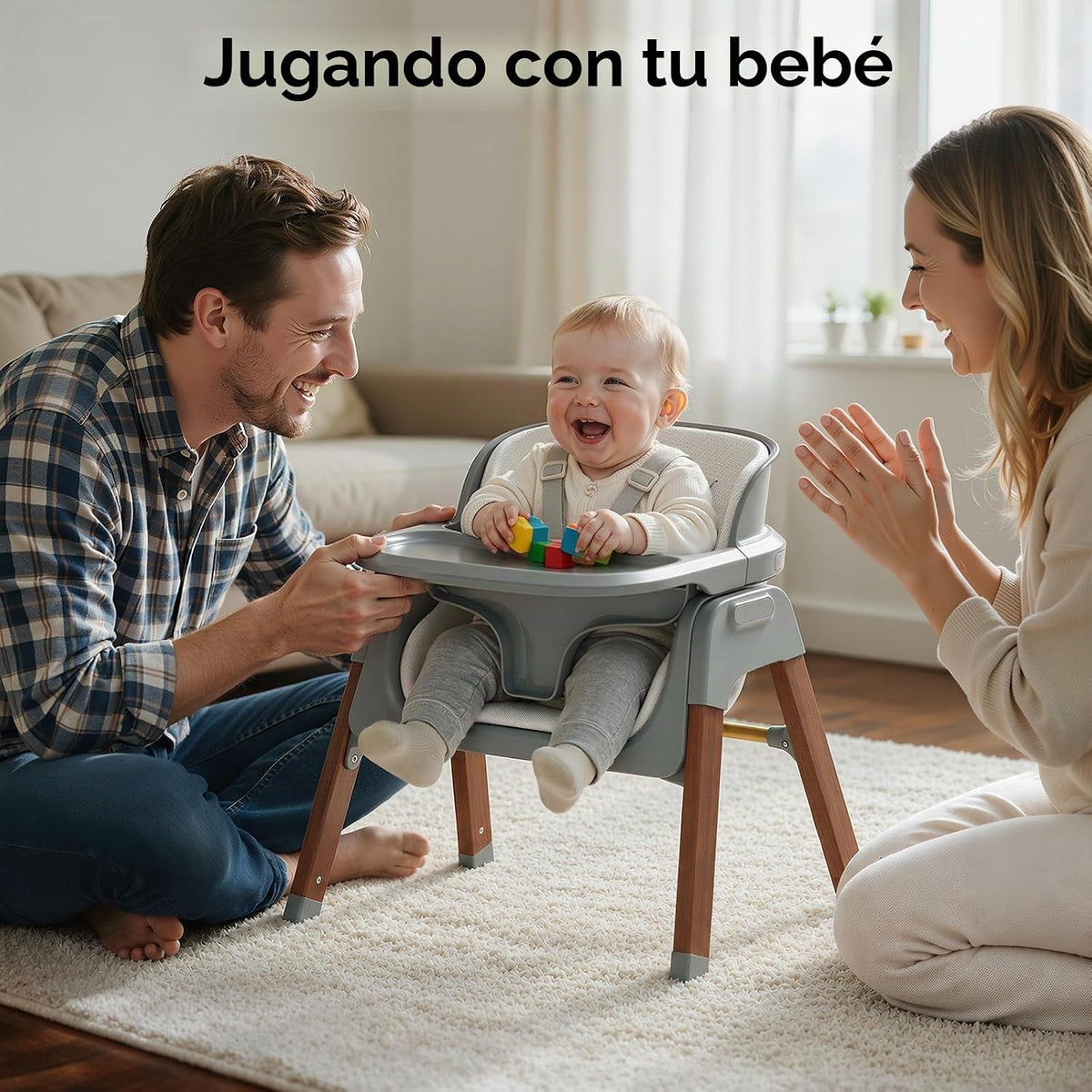 Fodoss Silla alta para bebé, convertible 4 en 1, color gris para be...
