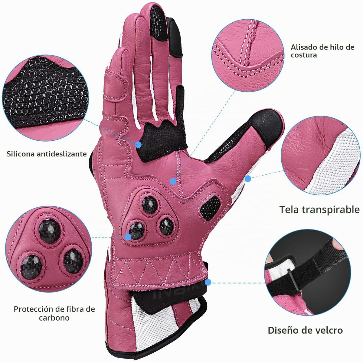 INBIKE - Guantes de moto de piel con nudillos duros y pantalla táct...