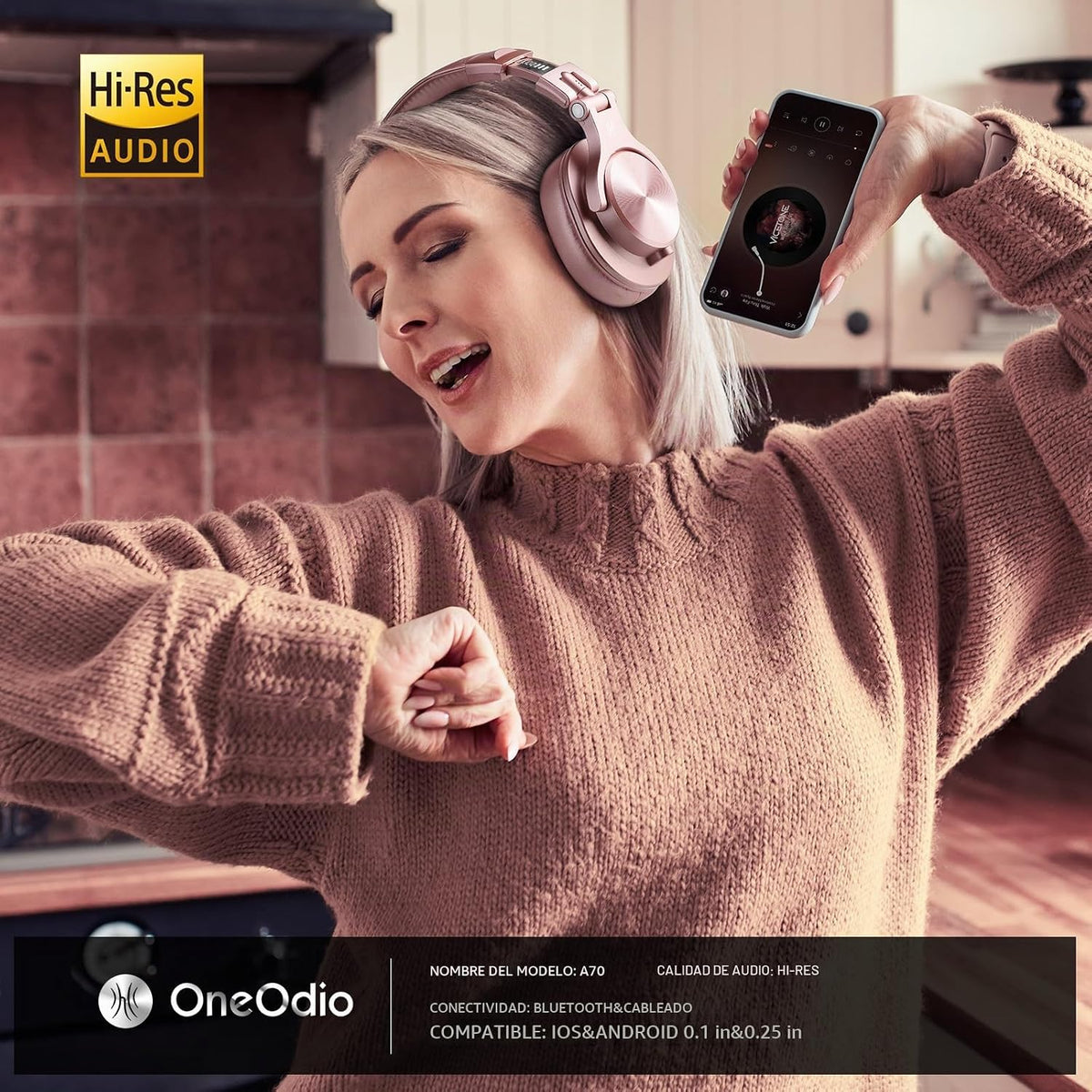 OneOdio A70 Auriculares Bluetooth para oído, auriculares inalámbric...