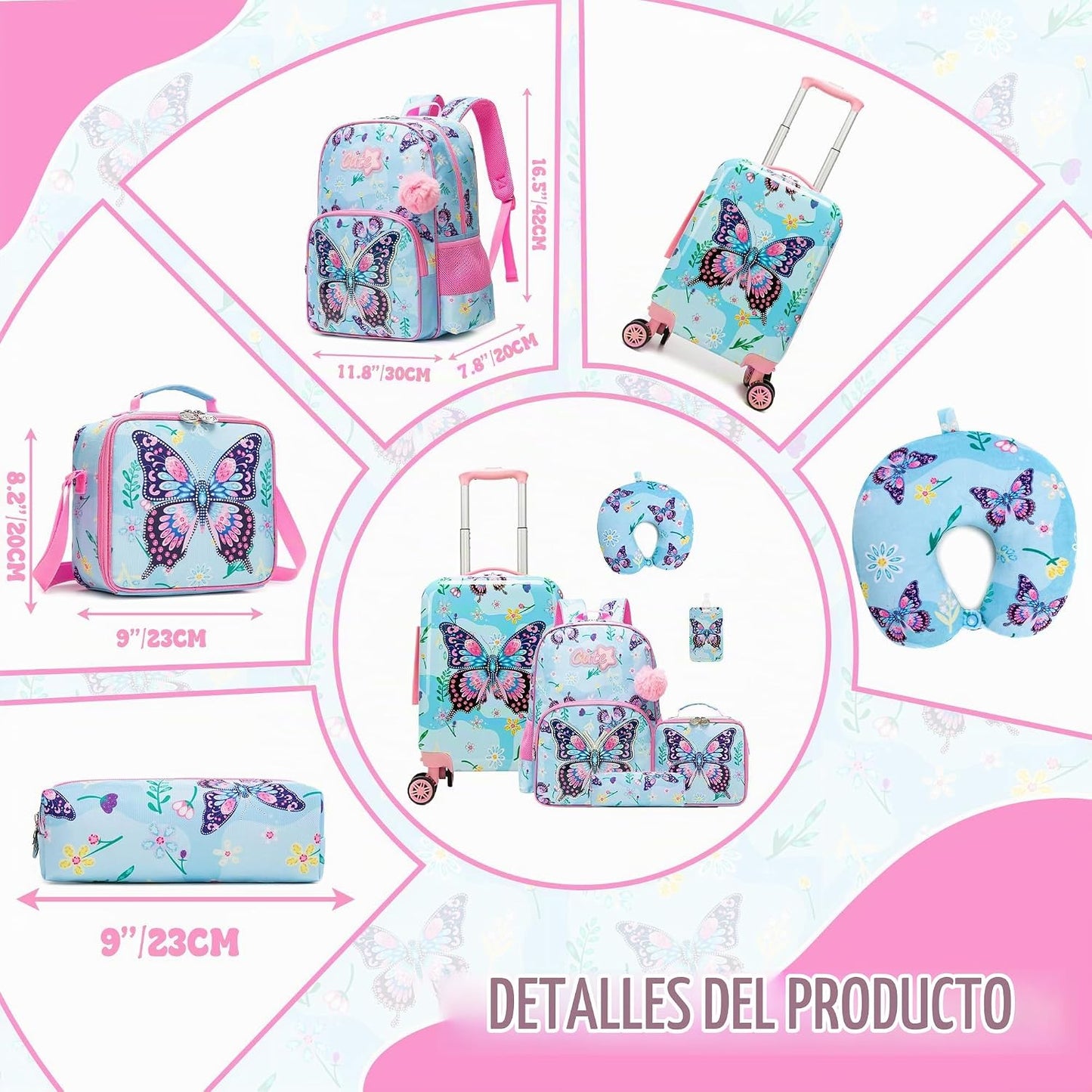 Esteemly Juego de maletas para niños, 5 piezas, equipaje rígido de...