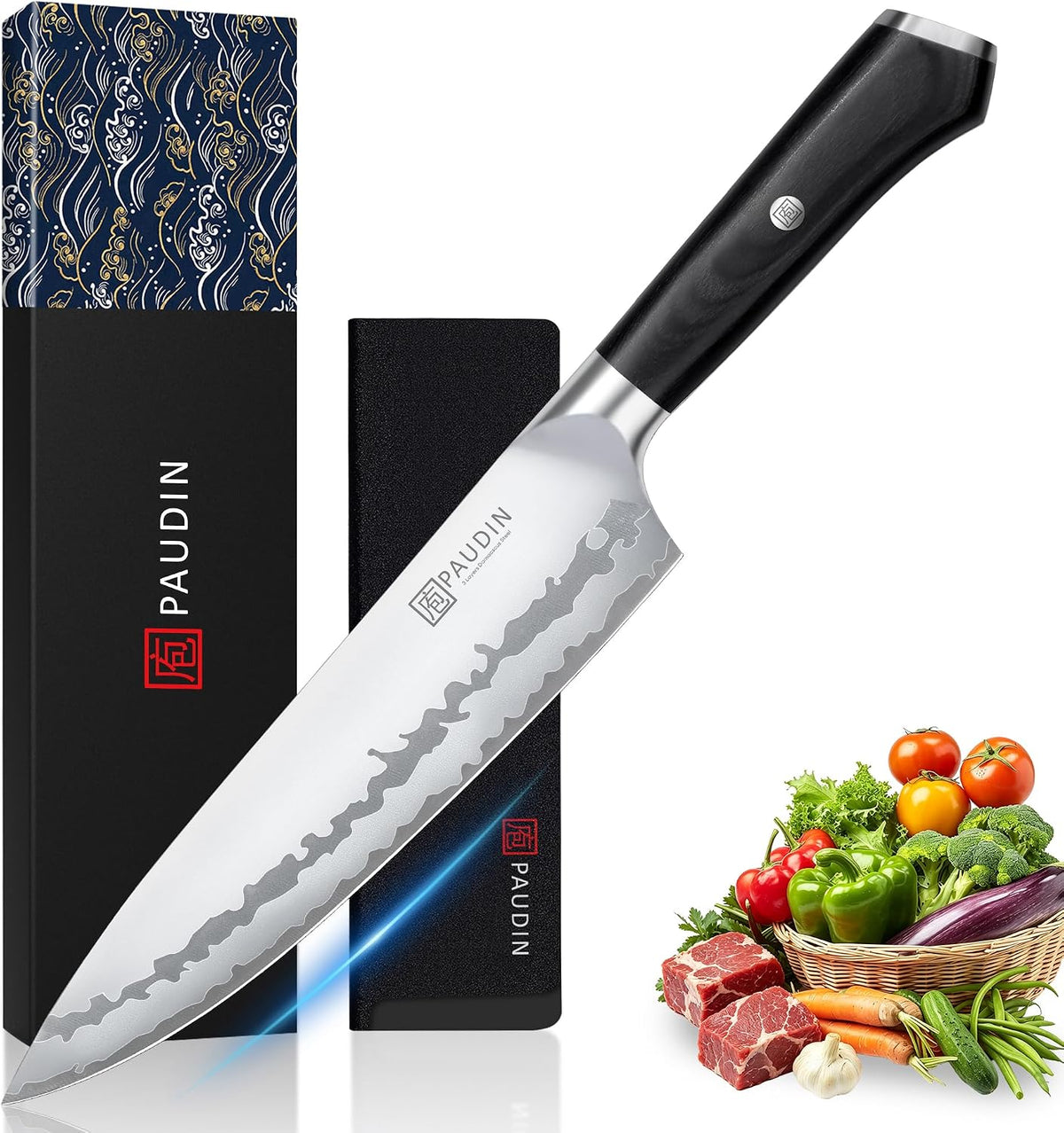 PAUDIN - Cuchillo de chef de 8 pulgadas, cuchillo de cocina ultra a...