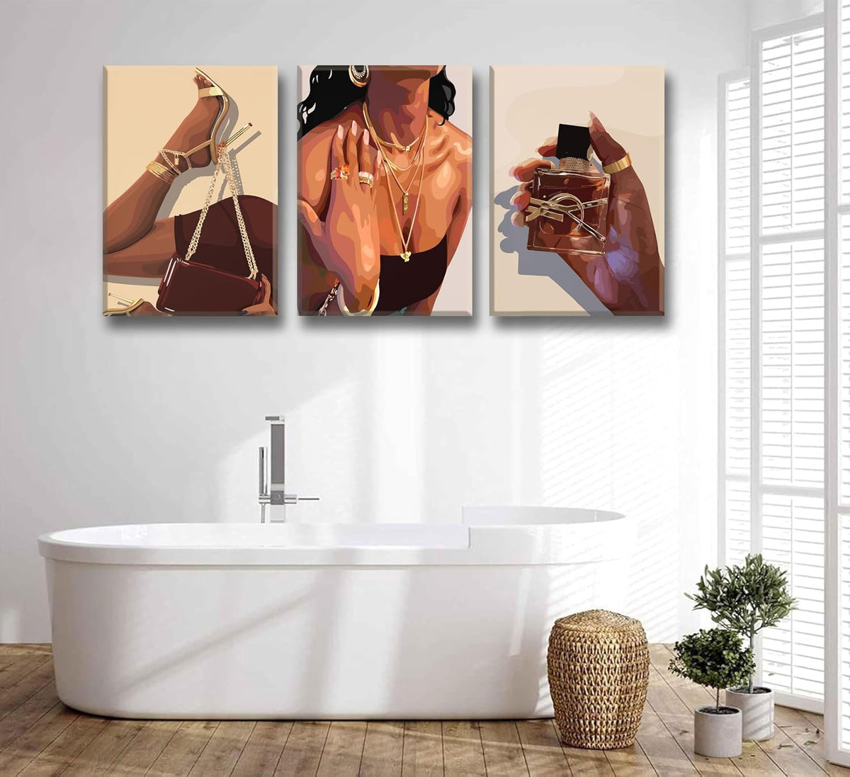 3 piezas de arte de pared de niña negra, lienzo afroamericano, foto...