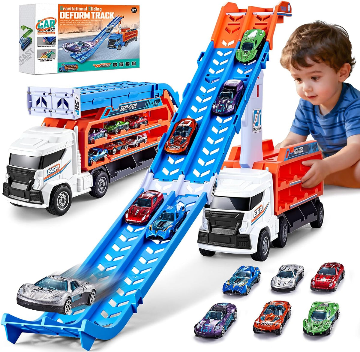 Camión de carreras de juguete para niños de 3, 4, 5, 6 años, camión...