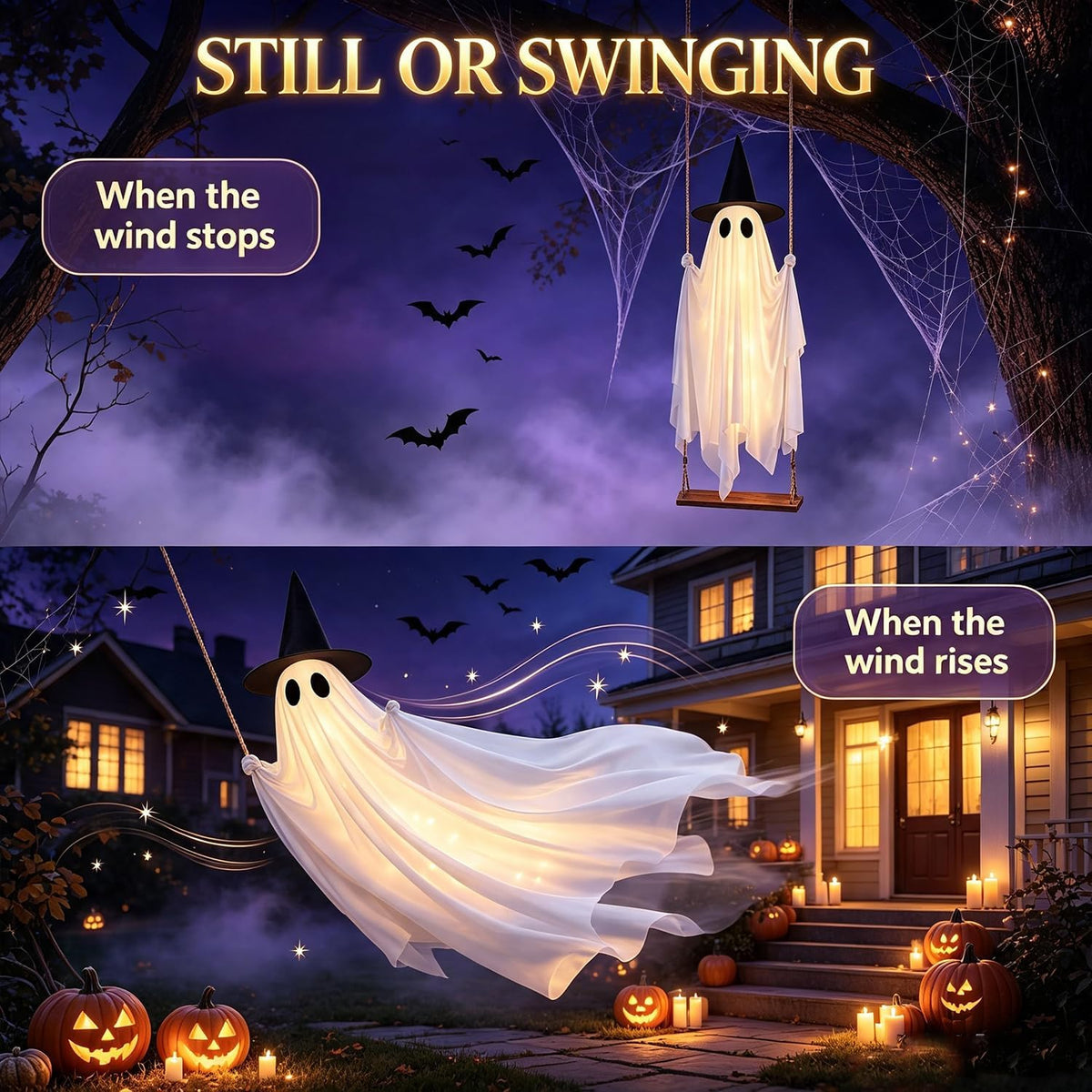 Decoraciones de Halloween al aire libre 5 pies grande colgante fant...