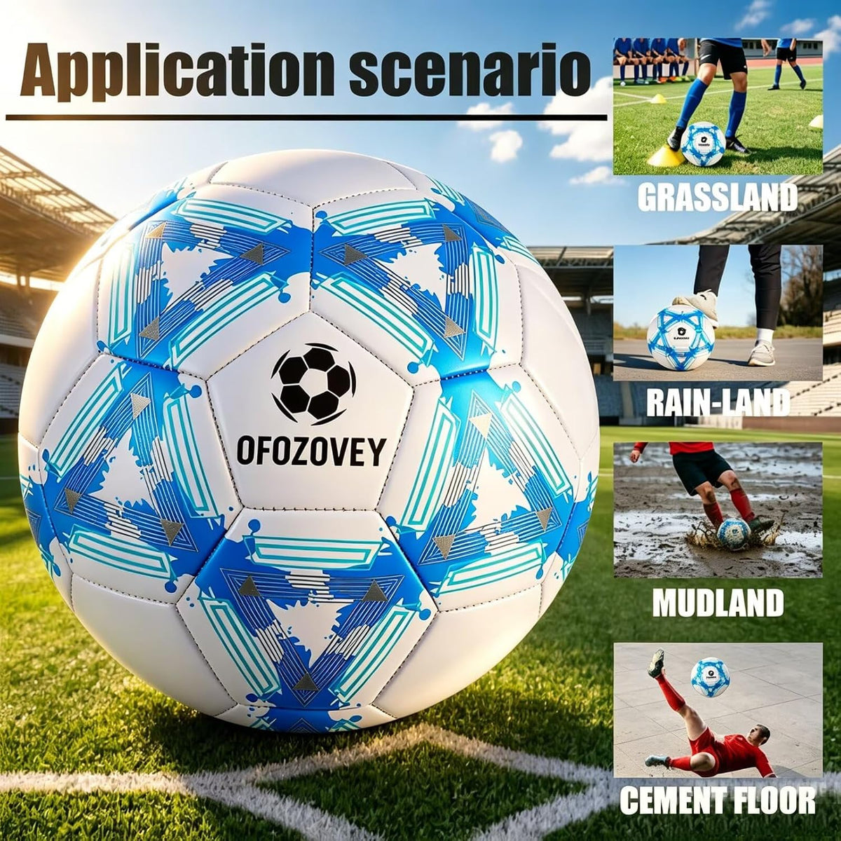 OFOZOVEY Balón de fútbol tamaño 5 paquete de tres, balón de fútbol...