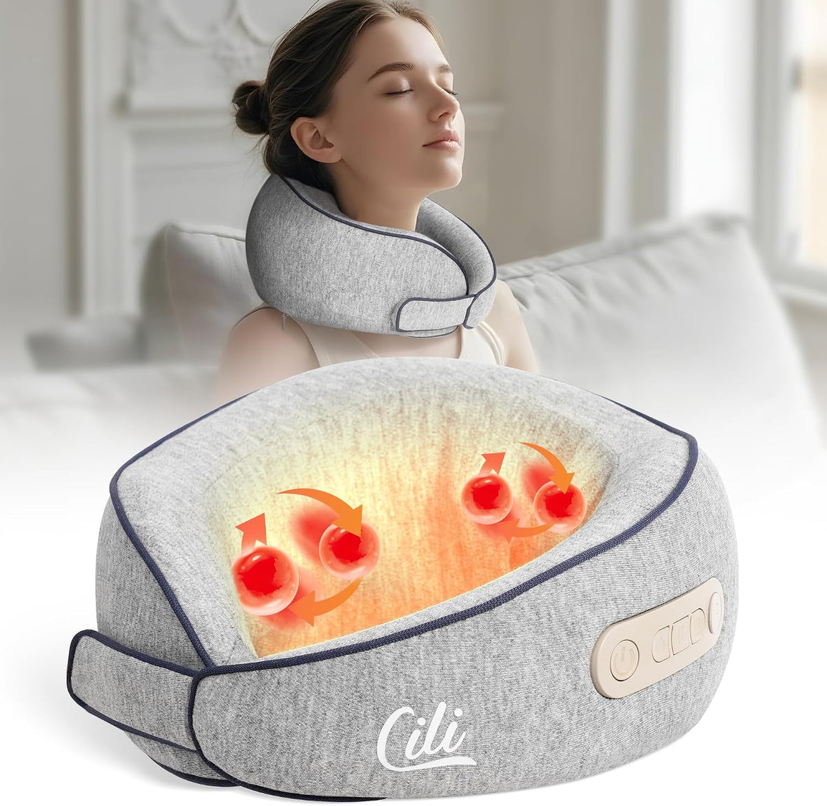 CILI Almohada Masajeadora de Cuello Inalámbrica con Calor, Masajead...
