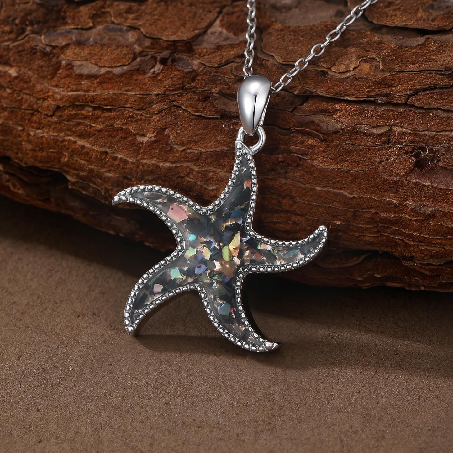 SELKAT Collar con colgante de estrella de mar de plata de ley 925 p...